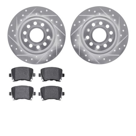 DYNAMIC FRICTION CO 7502-74100, Rotors-Drilled and Slotted-Silver with 5000 Advanced Brake Pads, Zinc Coated 7502-74100